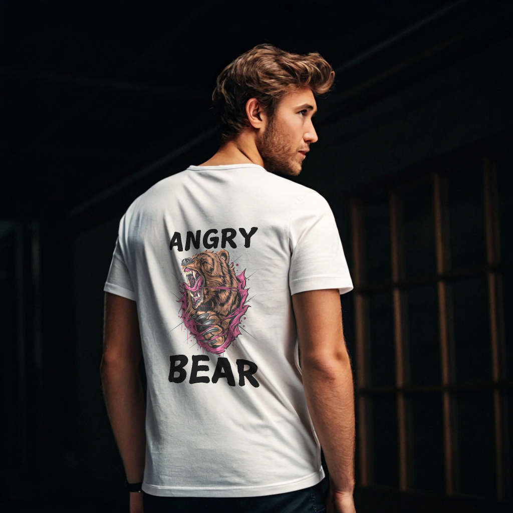 OVERSIZE T-SHIRT ANGRY BEAR WITH LIGHT COLOURS